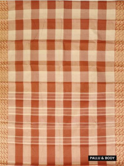 Gracecharm Elegant Cotton Bold Check with Border Saree - Without Blouse