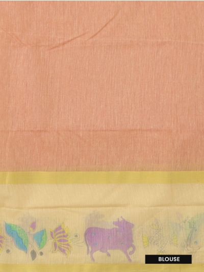 Gracecharm Elegant Chanderi Cotton Floral Butta Leaf Pallu Saree