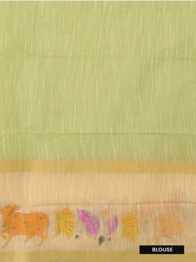 Gracecharm Elegant Chanderi Cotton Floral Butta Leaf Pallu Saree