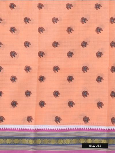 Gracecharm Elegant Chanderi Cotton Floral Print Ornamental Pallu Saree