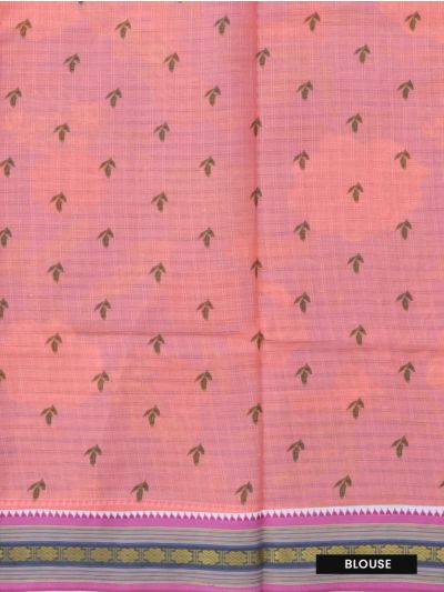 Gracecharm Elegant Chanderi Cotton Floral Print Border Saree