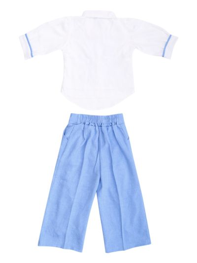 Graceful Essence Girls Floral Bouquet Shirt with Wide-Leg Pant Set