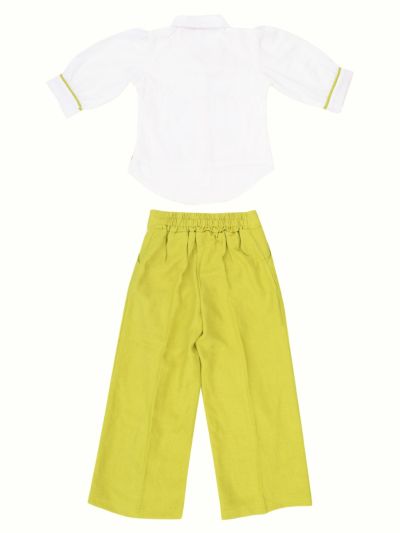 Graceful Essence Girls Floral Bouquet Shirt with Wide-Leg Pant Set