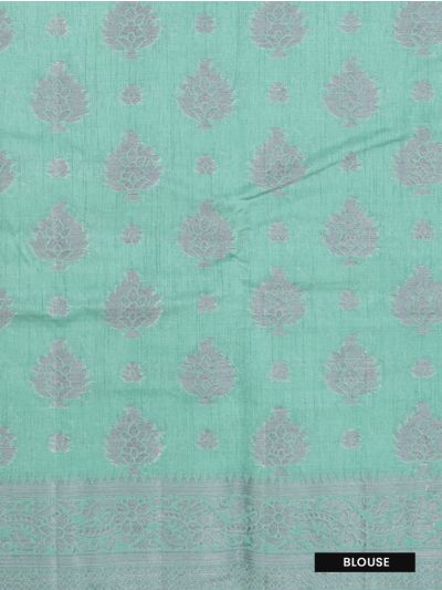 Gracecharm Semi Jute Floral Butta with Floral Vine Border Saree
