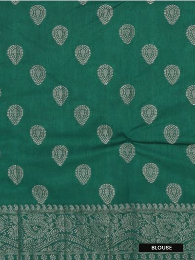 Gracecharm Semi Jute Teardrop Butta with Floral Vine Pallu Saree