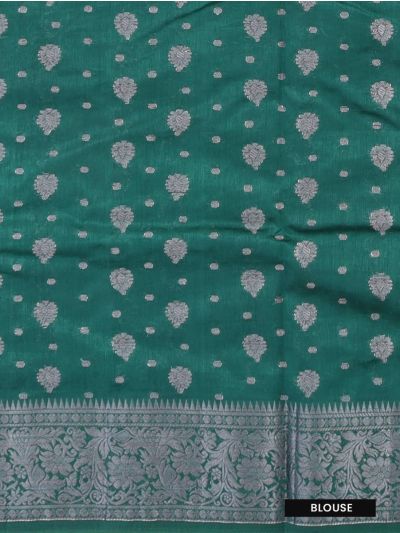 Gracecharm Semi Jute Butta with Ornate Floral Vine Border Saree