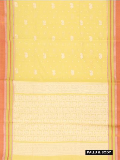 Gracecharm Kora Silk Cotton Elephant Butta with Elephant Pallu Saree