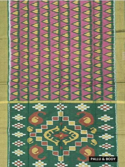 Gracecharm Pochampally Silk Cotton Diamond Butta Floral Vine Pallu Saree