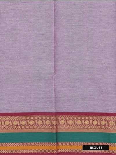 Kanmanie Cotton Floral Butta with Ornamental Stripe Pallu Kanchi Border Saree