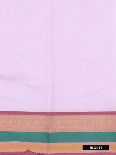 Kanmanie Cotton Floral Butta with Ornamental Stripe Pallu Kanchi Border Saree
