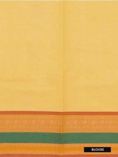 Kanmanie Cotton Floral Butta with Geometric Stripe Pallu Saree