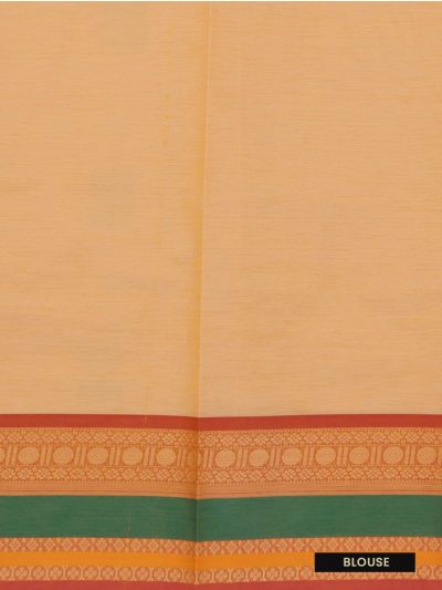 Kanmanie Cotton Floral Butta with Ornamental Stripe Pallu Kanchi Border Saree