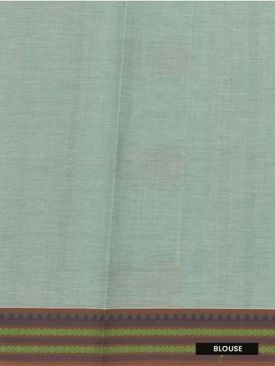 Kanmanie Cotton Floral Bud Butta Geometric Stripe Pallu 3 inch Jacq Border Saree