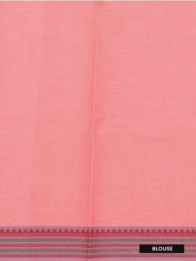 Kanmanie Cotton Floral Butta with Geometric Stripe Pallu 3 Inch Jacquard Border Saree