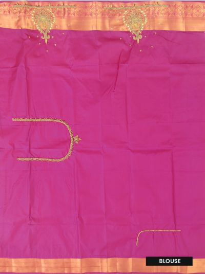 Gracecharm Gift Art Silk Floral Vine Jaal Contrast Brocade Pallu Zari Border Saree