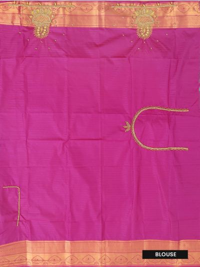 Gracecharm Gift Art Silk Leaf Butta Jaal Floral Hexagonal Lattice Pallu Saree