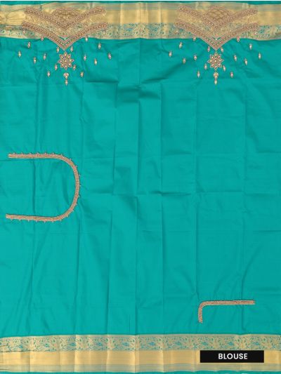 Gracecharm Gift Art Silk Floral Butta Bouquet Pallu Zari Border Saree