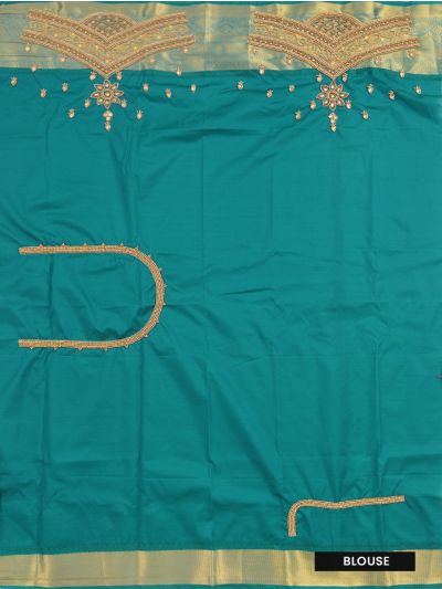 Gracecharm Gift Art Silk Floral Vine Jaal with Medallion Pallu Zari Border Saree