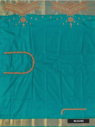 Gracecharm Gift Art Silk Floral Vine Jaal Medallion Pallu Zari Border Saree