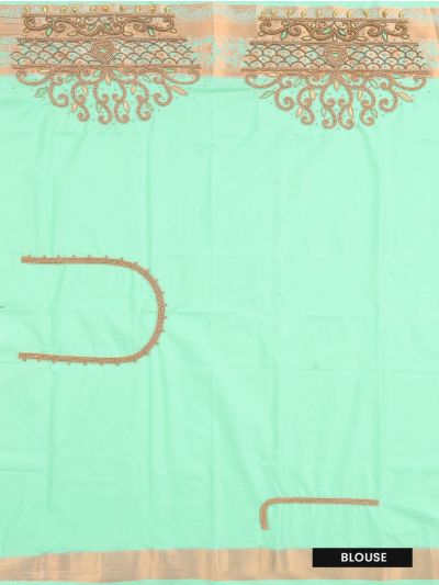 Gracecharm Gift Art Silk Floral Leaf Butta with Floral Arch Pallu Zari Border Saree