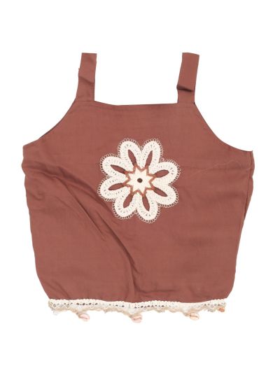 Graceful Essence Girls Floral Applique Jacket Top and Pleated Mini Skirt Set