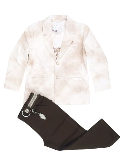 Gracecharm Boys Marble Print Blazer Graphic Print T-Shirt Trousers Set