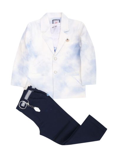 Gracecharm Boys Marble Print Blazer Graphic Print T-Shirt Trousers Set