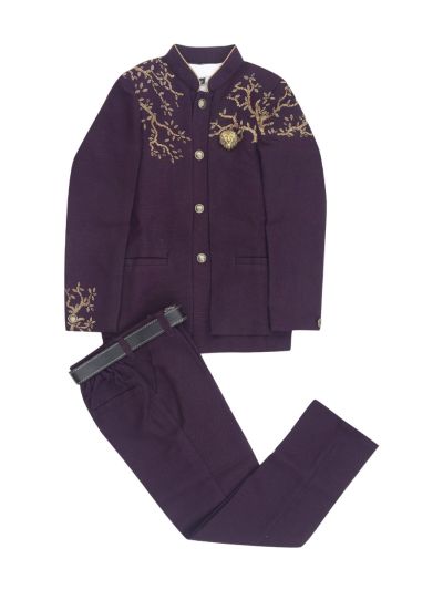 Royal Elegance Boys Embroidered Mandarin Collar Jodhpuri 3 Piece Suit Set