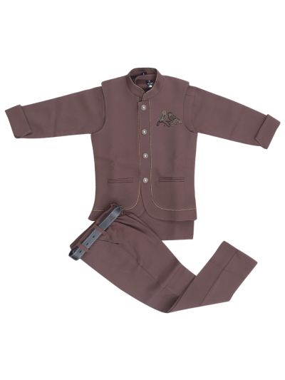 Gracecharm Boys Twin Bird Embellished Nehru Jacket and Kurta 3 Piece Set