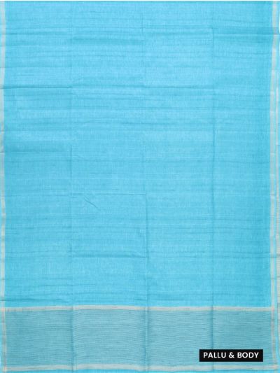Gracecharm Semi Jute Fine Pinstripe Pallu with Border Saree