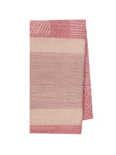 Gracecharm Semi Jute Geometric Stripe Weave with Check Pallu Border Saree