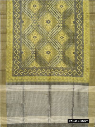 Gracecharm Semi Jute Geometric Diamond Butta with Check Pallu Border Saree