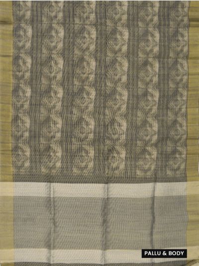 Gracecharm Semi Jute Geometric Diamond with Striped Pallu Border Saree