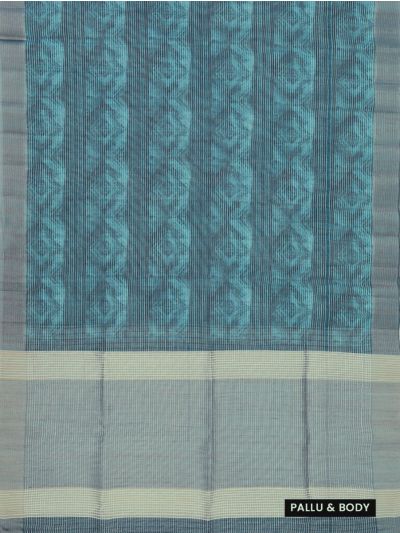 Gracecharm Semi Jute Geometric Diamond Jaal with Striped Pallu Border Saree