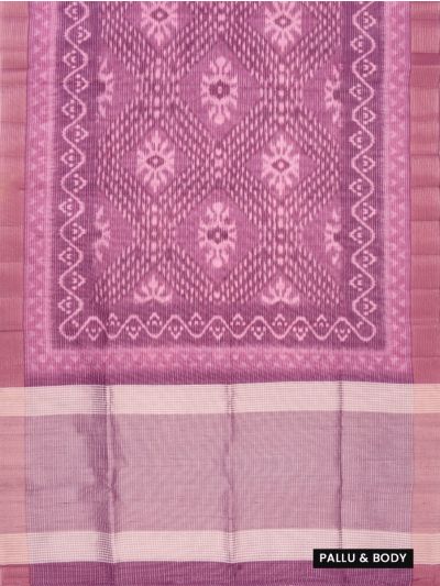 Gracecharm Semi Jute Geometric Diamond Butta with Striped Pallu Border Saree