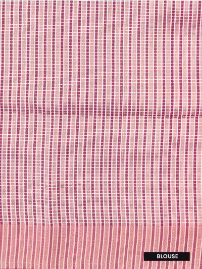 Gracecharm Semi Jute Geometric Ikat Butta with Striped Pallu Border Saree