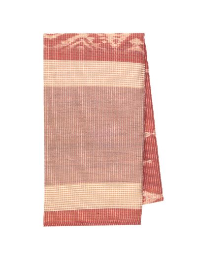 Gracecharm Semi Jute Ornamental Geometric with Striped Pallu Border Saree
