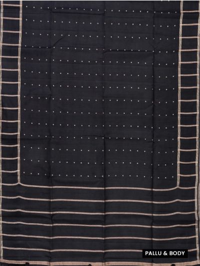 Gracecharm Semi Jute Square Butta with Striped Pallu Check Border Saree