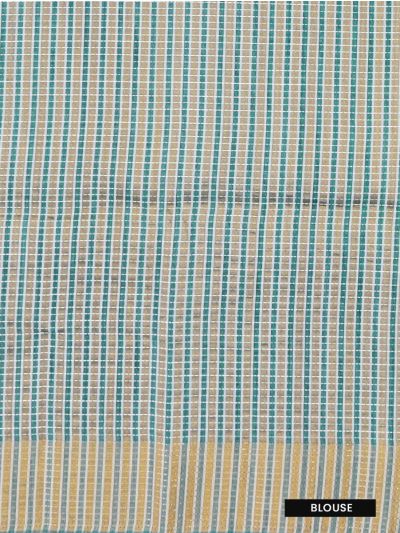 Gracecharm Semi Jute Abstract Geometric with Striped Pallu Border Saree