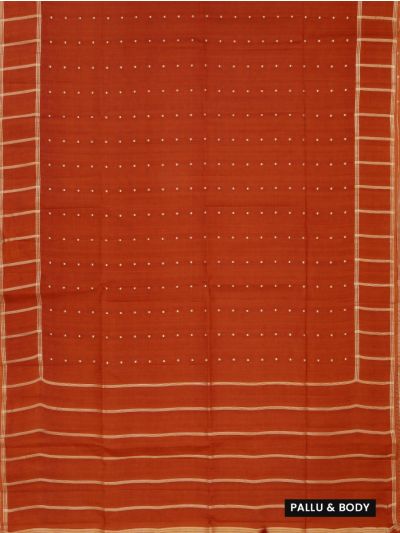 Gracecharm Semi Jute Square Butta with Striped Pallu Check Border Saree