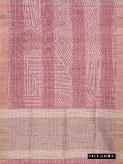Gracecharm Semi Jute Abstract Geometric Stripes with Check Pallu Border Saree