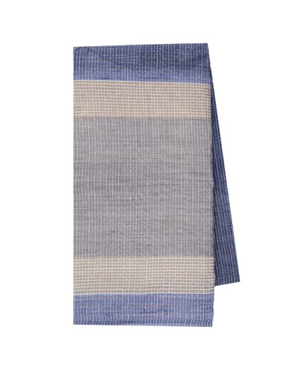Gracecharm Semi Jute Abstract Geometric Triangle with Striped Pallu Border Saree