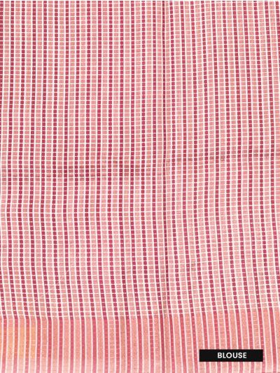 Gracecharm Semi Jute Ornamental Ikat with Striped Pallu Border Saree