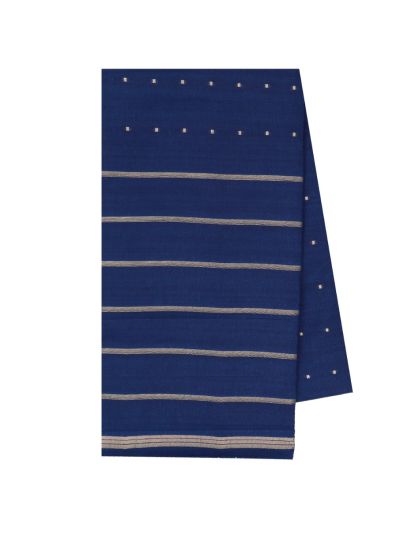 Gracecharm Semi Jute Square Butta with Striped Pallu Check Border Saree