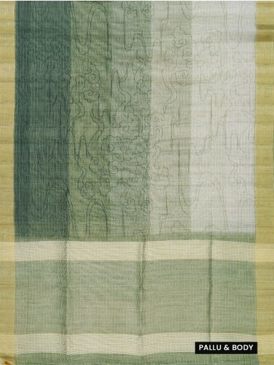 Gracecharm Semi Jute Abstract Curvilinear Geometric with Striped Pallu Border Saree
