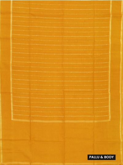 Gracecharm Semi Jute Dotted Pinstripe with Plain Pallu Border Saree