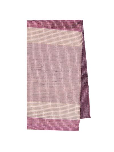 Gracecharm Semi Jute Abstract Geometric Curved Lines with Striped Pallu Border Saree