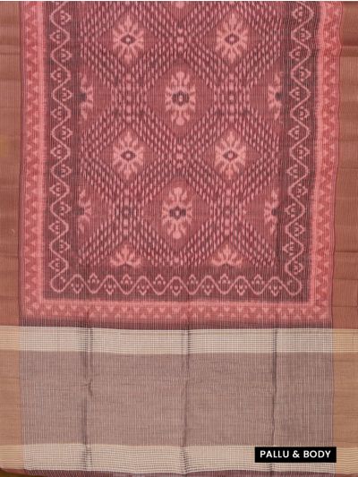 Gracecharm Semi Jute Geometric Diamond Butta with Striped Pallu Border Saree