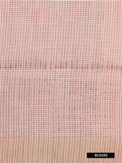 Gracecharm Semi Jute Abstract Geometric Block with Striped Pallu Border Saree