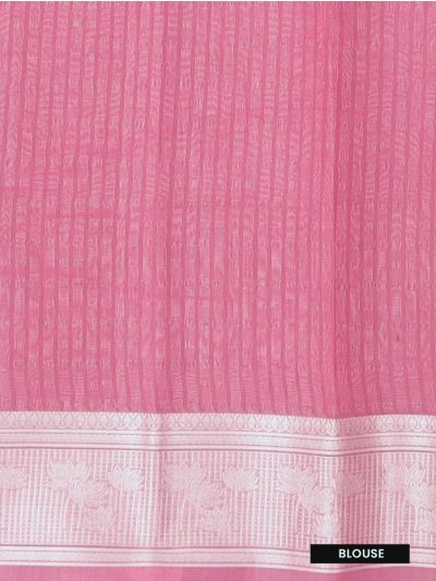 Gracecharm Kora Silk Cotton Stripe Butta with Floral Border Saree
